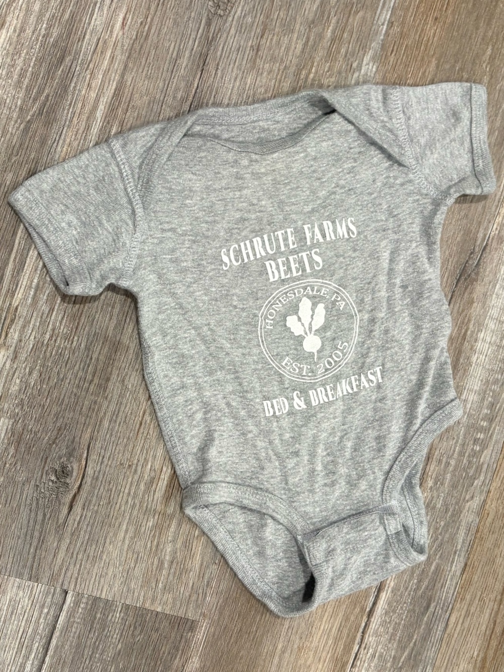 Gray Baby “The Office” Graphic Short-Sleeve Onesie